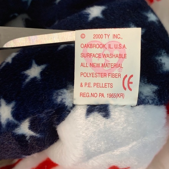 Ty (14) Lefty 2000 Beanie Babies Plush with Red, White, and Blue Stars - Picture 7 of 15
